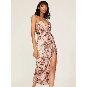 Katie May Floral Strapless Pink Midi Dress